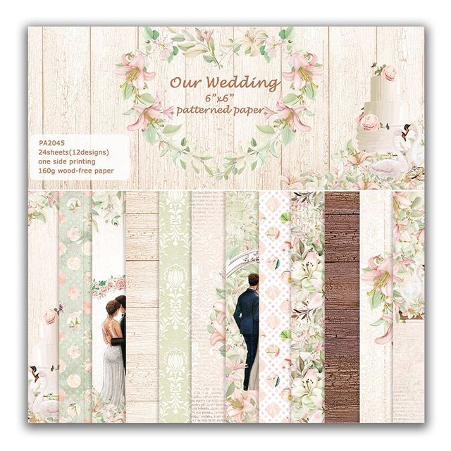 2023New our wedding Scrapbooking paper pack of 24sheets handmade craft paper  craft Background pad - AliExpress